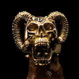 Excellent crafted Men's black 1% Ram Skull Outlaw Biker Ring - Solid Brass - BikeRing4u