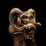 Excellent crafted Men's black 1% Ram Skull Outlaw Biker Ring - Solid Brass - BikeRing4u