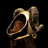 Excellent crafted Men's black 1% Ram Skull Outlaw Biker Ring - Solid Brass - BikeRing4u