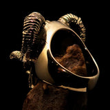 Excellent crafted Men's black 1% Ram Skull Outlaw Biker Ring - Solid Brass - BikeRing4u