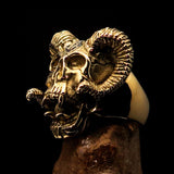 Excellent crafted Men's black 1% Ram Skull Outlaw Biker Ring - Solid Brass - BikeRing4u