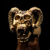 Excellent crafted Men's black 1% Ram Skull Outlaw Biker Ring - Solid Brass - BikeRing4u