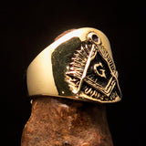 Men's ancient Square Compasses Masonic Ring Freemason G - Solid Brass - BikeRing4u