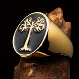 Excellent crafted Men's black oval Tree of Life Pinky Ring - Solid Brass - BikeRing4u