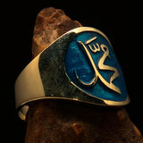 Perfectly crafted Men's blue Muhammad Muslim Pinky Ring - solid Brass - BikeRing4u