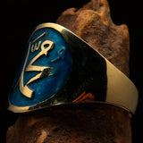 Perfectly crafted Men's blue Muhammad Muslim Pinky Ring - solid Brass - BikeRing4u
