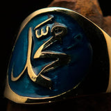 Perfectly crafted Men's blue Muhammad Muslim Pinky Ring - solid Brass - BikeRing4u
