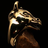 Excellent crafted Men's antiqued Bull Head Ring - solid Brass - BikeRing4u