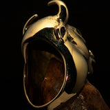 Excellent crafted Men's antiqued Bull Head Ring - solid Brass - BikeRing4u