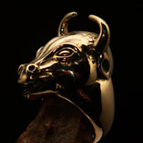 Excellent crafted Men's antiqued Bull Head Ring - solid Brass - BikeRing4u