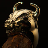Excellent crafted Men's antiqued Bull Head Ring - solid Brass - BikeRing4u
