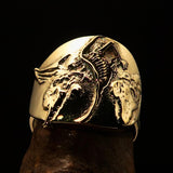 Excellent crafted shiny Men's Birth of Death Skeleton Pinky Ring - solid Brass - BikeRing4u