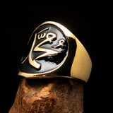Perfectly crafted Men's black Muhammad Muslim Pinky Ring - solid Brass - BikeRing4u