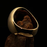 Excellent crafted oval domed Men's blue Cross Lorraine Ring - solid Brass - BikeRing4u