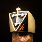 Excellent crafted Men's black Coptic Rose Cross Ring - Solid Brass - BikeRing4u