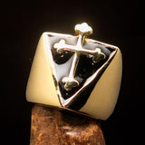 Excellent crafted Men's black Coptic Rose Cross Ring - Solid Brass - BikeRing4u