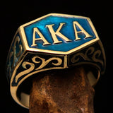 Perfectly crafted " as known as" Synonym Men's Ring blue AKA - solid Brass - BikeRing4u