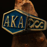 Perfectly crafted " as known as" Synonym Men's Ring blue AKA - solid Brass - BikeRing4u