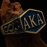Perfectly crafted " as known as" Synonym Men's Ring blue AKA - solid Brass - BikeRing4u