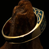 Perfectly crafted " as known as" Synonym Men's Ring blue AKA - solid Brass - BikeRing4u