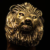 Huge Excellent crafted Men's Male Lion Ring - antiqued Brass - BikeRing4u