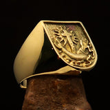 Excellent crafted Men's Franciscan Corona Cross Pinky Ring - shiny Brass - BikeRing4u