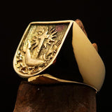 Excellent crafted Men's Franciscan Corona Cross Pinky Ring - shiny Brass - BikeRing4u