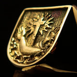 Excellent crafted Men's Franciscan Corona Cross Pinky Ring - shiny Brass - BikeRing4u