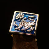Perfectly crafted Men's blue Sinhalese Lion Pinky Ring - Solid Brass - BikeRing4u