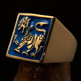 Perfectly crafted Men's blue Sinhalese Lion Pinky Ring - Solid Brass - BikeRing4u