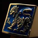 Perfectly crafted Men's blue Sinhalese Lion Pinky Ring - Solid Brass - BikeRing4u