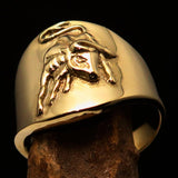 Excellent crafted Men's wild Bull Buffalo Pinky Ring - solid Brass - BikeRing4u