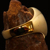 Excellent crafted oval domed Men's red Cross Lorraine Ring - solid Brass - BikeRing4u