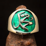 Perfectly crafted Men's green Muhammad Muslim Pinky Ring - solid Brass - BikeRing4u