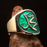 Perfectly crafted Men's green Muhammad Muslim Pinky Ring - solid Brass - BikeRing4u
