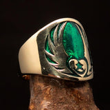 Nicely crafted Men's Claddagh Pinky Ring green winged heart Star Moon - solid Brass - BikeRing4u