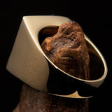 Perfectly crafted Men's green Sinhalese Lion Pinky Ring - Solid Brass - BikeRing4u