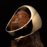 Excellent crafted oval domed Men's green Cross Lorraine Ring - solid Brass - BikeRing4u