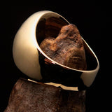 Excellent crafted oval domed Men's green Cross Lorraine Ring - solid Brass - BikeRing4u