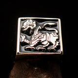 Perfectly crafted Men's black Sinhalese Lion Pinky Ring - Solid Brass - BikeRing4u