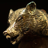 Perfectly crafted Men's howling Wolf Pinky Ring - antiqued Brass - BikeRing4u