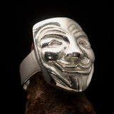 Perfectly crafted Men's Harlequin Ring Venice Carnival Mask - shiny Sterling Silver - BikeRing4u
