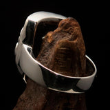 Perfectly crafted Men's Harlequin Ring Venice Carnival Mask - shiny Sterling Silver - BikeRing4u