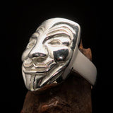 Perfectly crafted Men's Harlequin Ring Venice Carnival Mask - shiny Sterling Silver - BikeRing4u