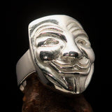 Perfectly crafted Men's Harlequin Ring Venice Carnival Mask - shiny Sterling Silver - BikeRing4u