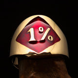 Excellent crafted Men's red Outlaw Biker Ring Diamond 1% - Solid Brass - BikeRing4u