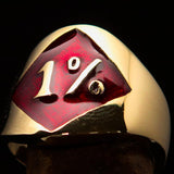 Excellent crafted Men's red Outlaw Biker Ring Diamond 1% - Solid Brass - BikeRing4u