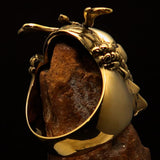 Men's Japanese Warrior Ring detailed Samurai Mempo Kabuto Mask - antiqued Brass - BikeRing4u