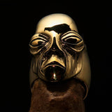 Excellent crafted Men's Alien Visitor Ring Extra Terrestrial Face - Solid Brass - BikeRing4u