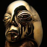 Excellent crafted Men's Alien Visitor Ring Extra Terrestrial Face - Solid Brass - BikeRing4u